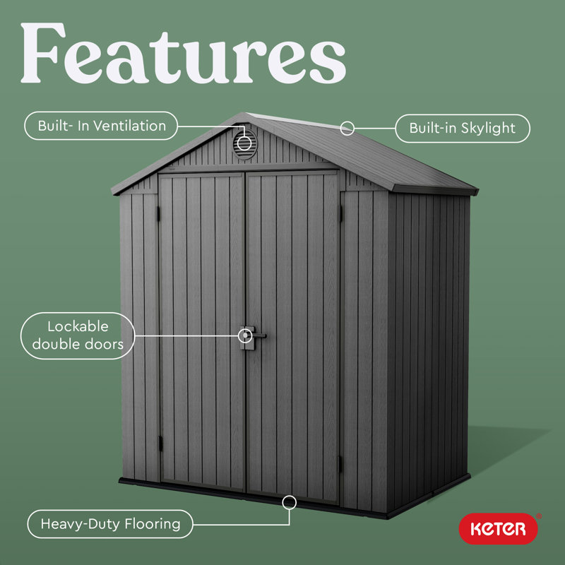 Keter Darwin 6x4 ft. Durable Resin Outdoor Storage Shed With Floor